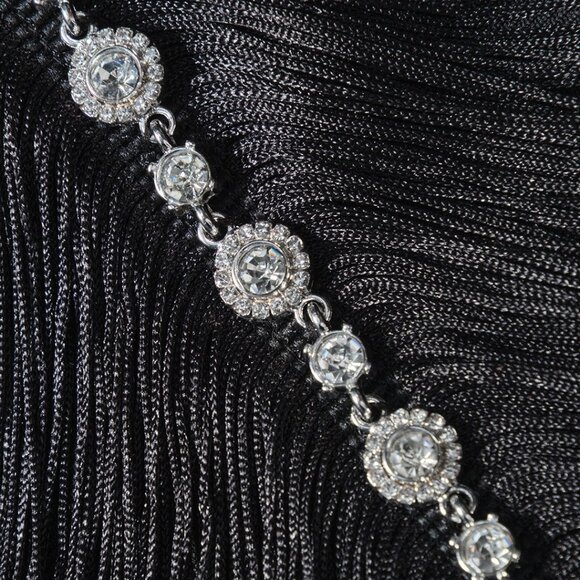 Black Sequin Fringe Maxi Dress - Sparkle Halter Neck Evening Gown! - Picture 9 of 11